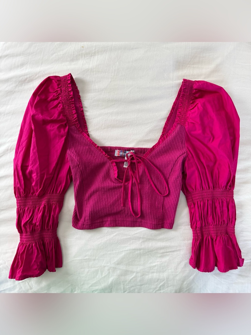 Urban Outfitters Rosie Crop Puff Sleeve Top Blouse